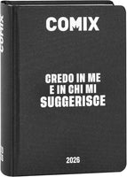 COMIX - Diario Mignon Plus Giornaliero 16 Mesi, Diario Scuola 2026-2026 Bianco e nero