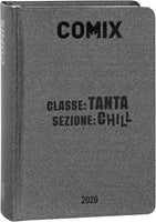 COMIX - Diario Mignon Plus Giornaliero 16 Mesi, Diario Scuola 2026-2026, con Copertina Rigida, , 9x12.5h cm, Charcoal