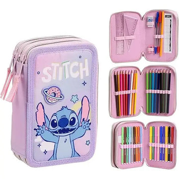 Astuccio scuola Stitch 3 Zip - giotto - Portapenne e portamatite - 8445484493436