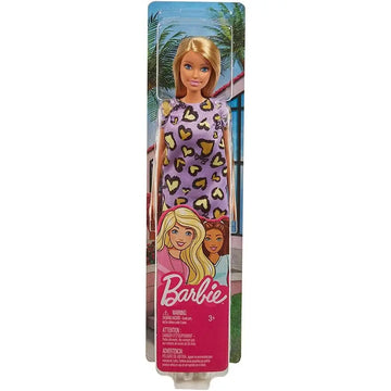 Barbie Bambola Bionda con Abito Viola e Cuoricini Gialli - MATTEL - Bambole - 0887961804225