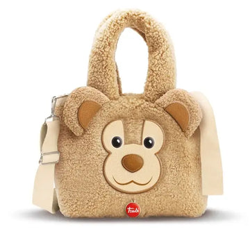 Borsa teddy love trudi borsa teddy handbag a forma di orsetto in morbido pile color beige con dettagli ricamati