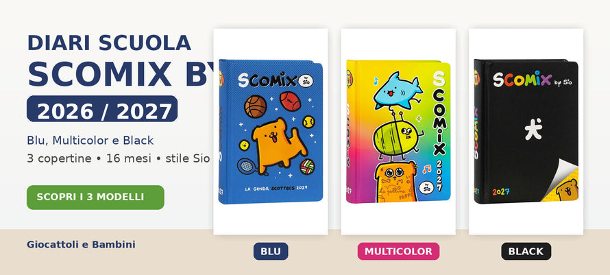 Diari Scomix by Sio 2026/2027: Blu, Multicolor e Black a confronto
