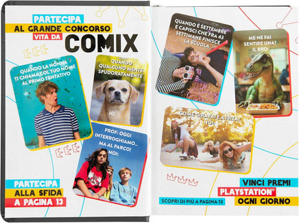 COMIX - Diario Mignon Plus Giornaliero 16 Mesi, Diario Scuola 2026-2026 Bianco e nero