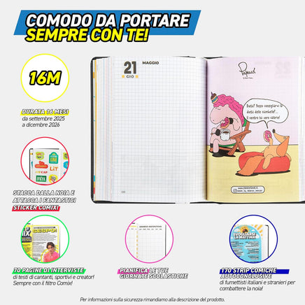 Diario scuola Comix 16 mesi colore oro dimensione Mignon - Giocattoli e Bambini - Toys Store8058263232036