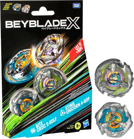 Beyblade X pack doppio Bite Croc + Sting Unicorn