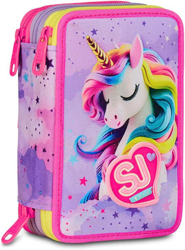 Astuccio 3 Zip SJ Gang FABLE JOURNEY Unicorno Scuola 2025/2026