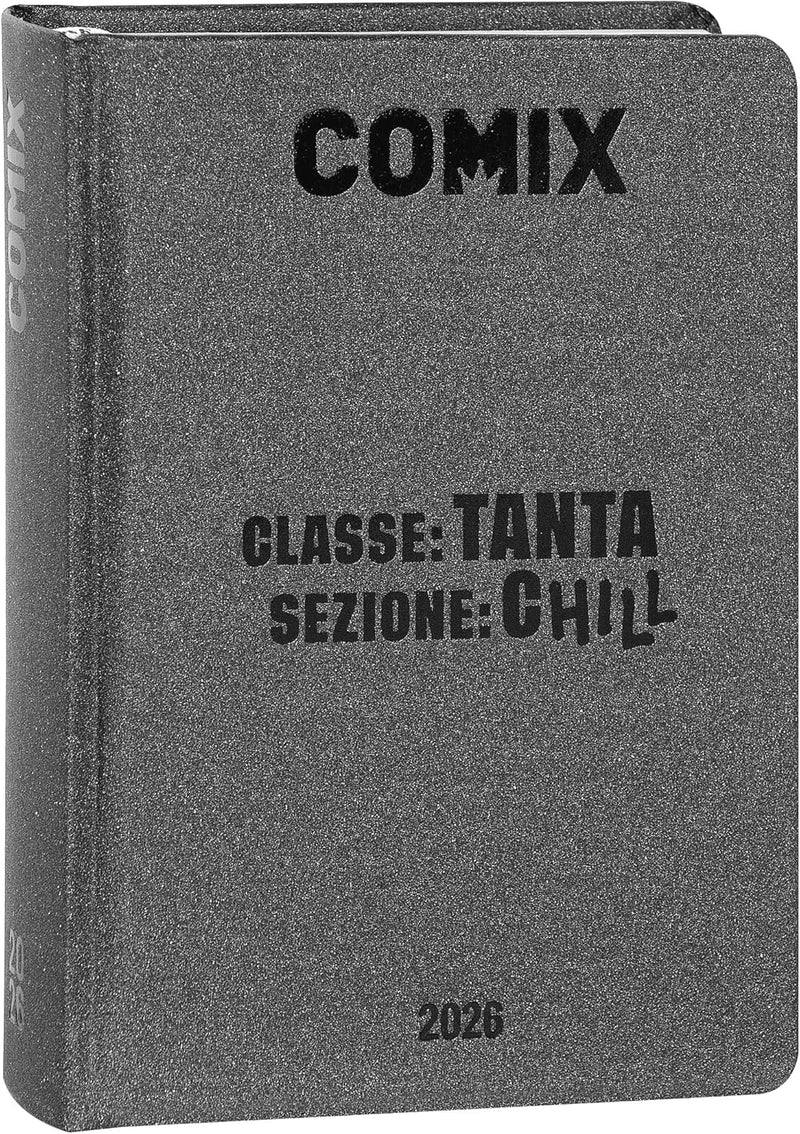 COMIX CHARCOAL - Diario Mini Giornaliero 16 Mesi, Diario Scuola 2025-2026