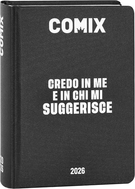 COMIX - Diario Mignon Plus Giornaliero 16 Mesi, Diario Scuola 2026-2026 Bianco e nero