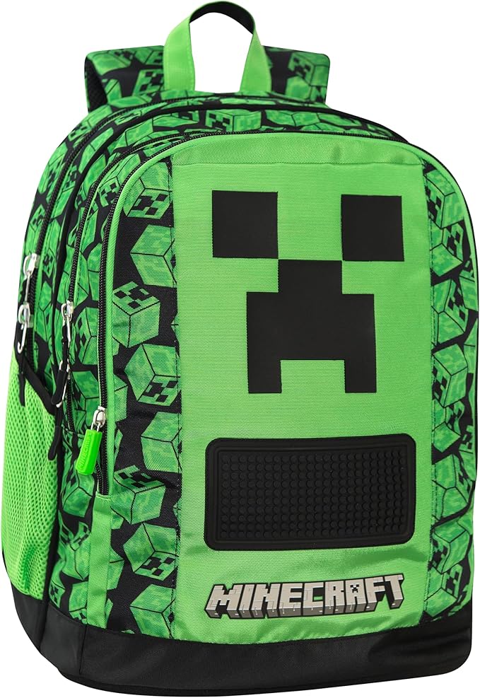 Zaino scuola organizzato Minecraft Verde/Nero 2025/2026