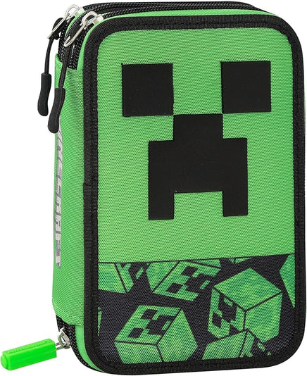 Astuccio 3 zip Minecraft Verde-Nero scuola 2025/2026