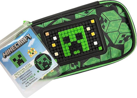 Astuccio Scuola Ovale Minecraft Verde/Nero