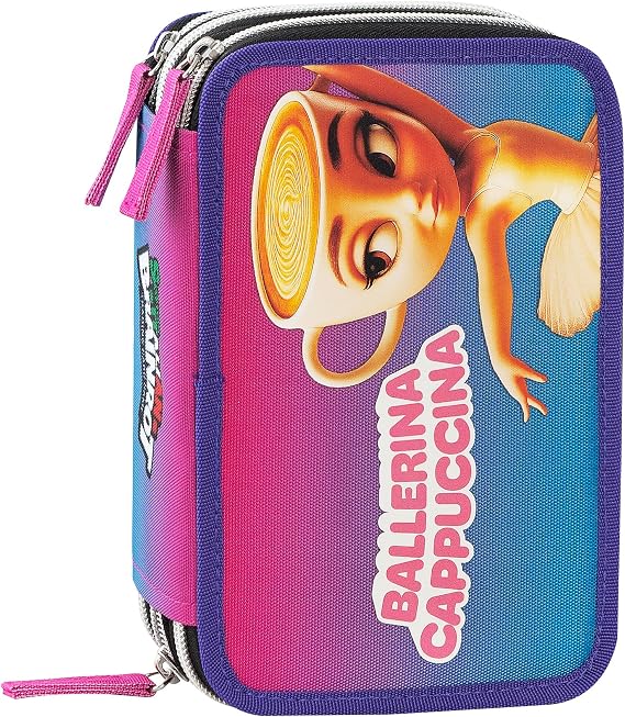 Astuccio scuola 3 zip Ballerina Cappuccina Skifidol Italian Brainrot