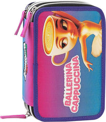 Astuccio scuola 3 zip Ballerina Cappuccina Skifidol Italian Brainrot