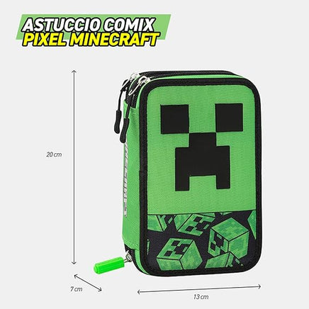 Astuccio 3 zip Minecraft Verde-Nero scuola 2025/2026