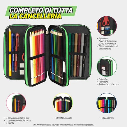 Astuccio 3 zip Minecraft Verde-Nero scuola 2025/2026