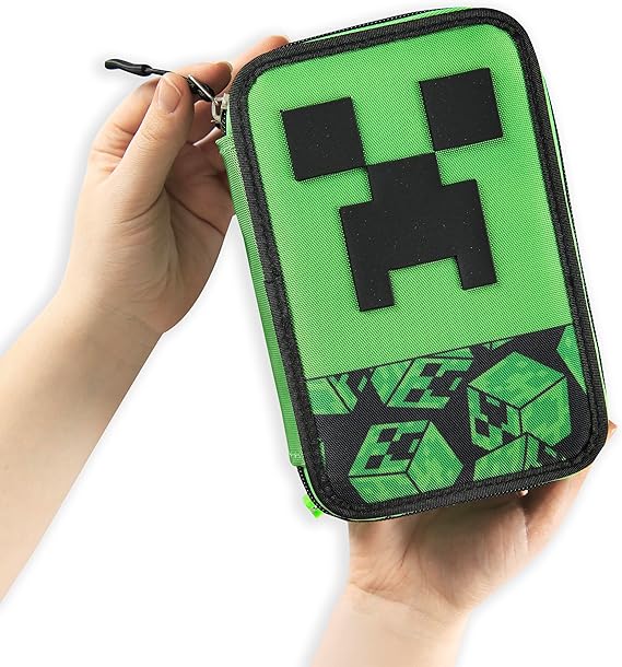 Astuccio 3 zip Minecraft Verde-Nero scuola 2025/2026 - ASTUCCIO MINECRAFT
