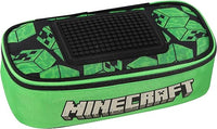 Astuccio Scuola Ovale Minecraft Verde/Nero