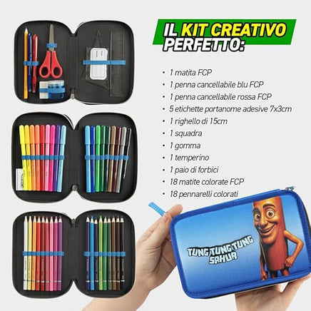 Astuccio Scuola 3 Zip Tung Tung Tung Sahur Skifidol Italian Brainrot