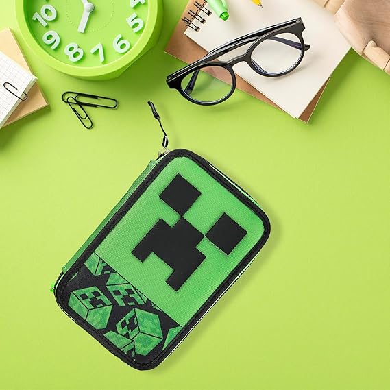 Astuccio 3 zip Minecraft Verde-Nero scuola 2025/2026 - COLLEZIONE SCUOLA MINECRAFT