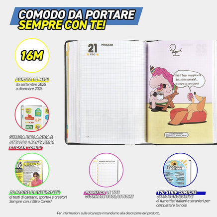 COMIX SCUOLA DIARIO GEAR BLACK 16 MESI MIGNON PLUS 74089GB