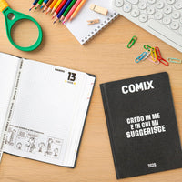 Diario 16 Mesi 2025/26 - COMIX - Giornaliero Standard Nero/Bianco