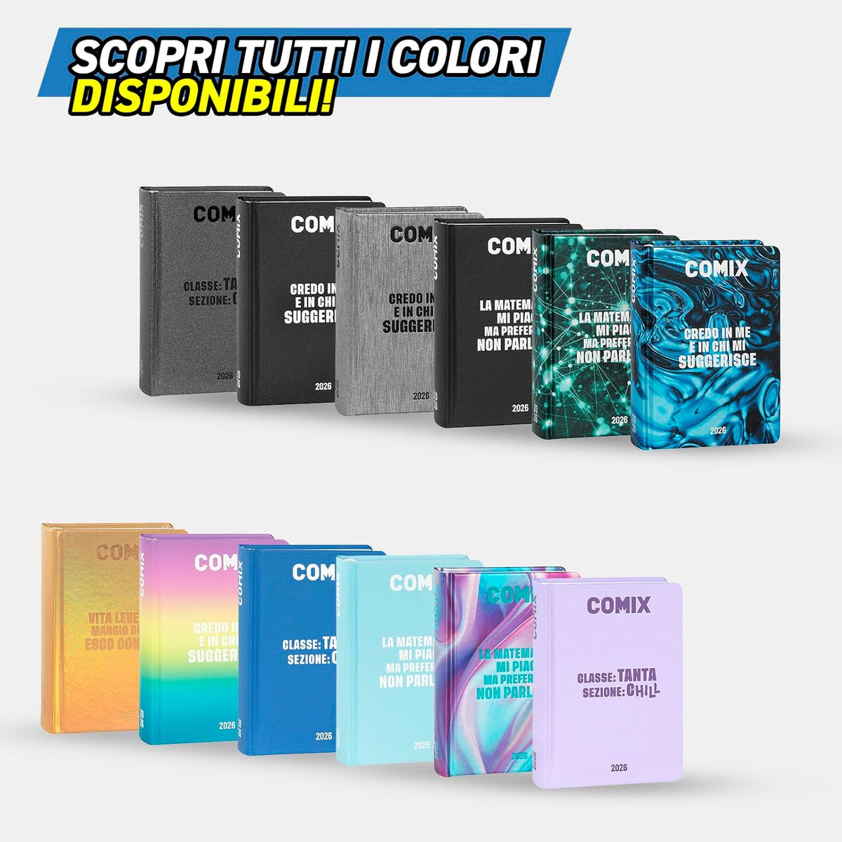Diario Scuola 16 Mesi 2025/26 COMIX Giornaliero Mini Wave - Edizione Originale - Diario comix wave 2025 2026