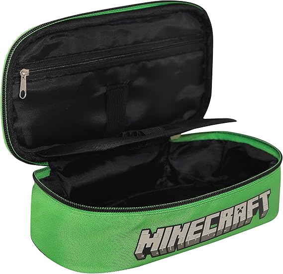 Astuccio Scuola Ovale Minecraft Verde/Nero - MINECRAFT ASTUCCIO OVALE