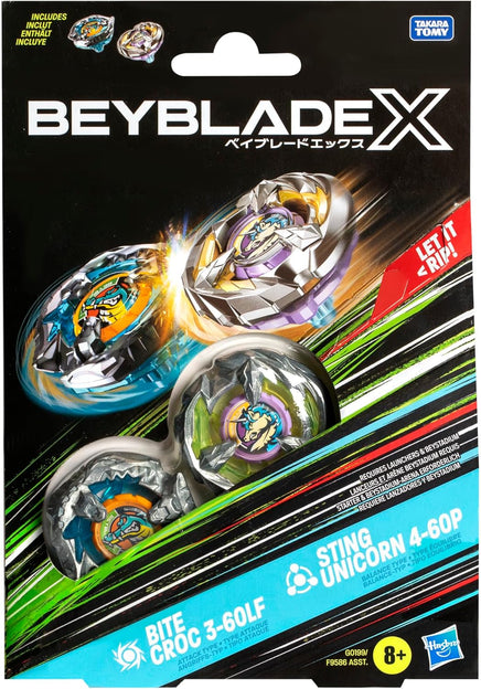 Beyblade X pack doppio Bite Croc + Sting Unicorn