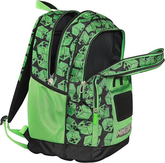 Zaino scuola organizzato Minecraft Verde/Nero 2025/2026 - ZAINO SCUOLA MINECRAFT