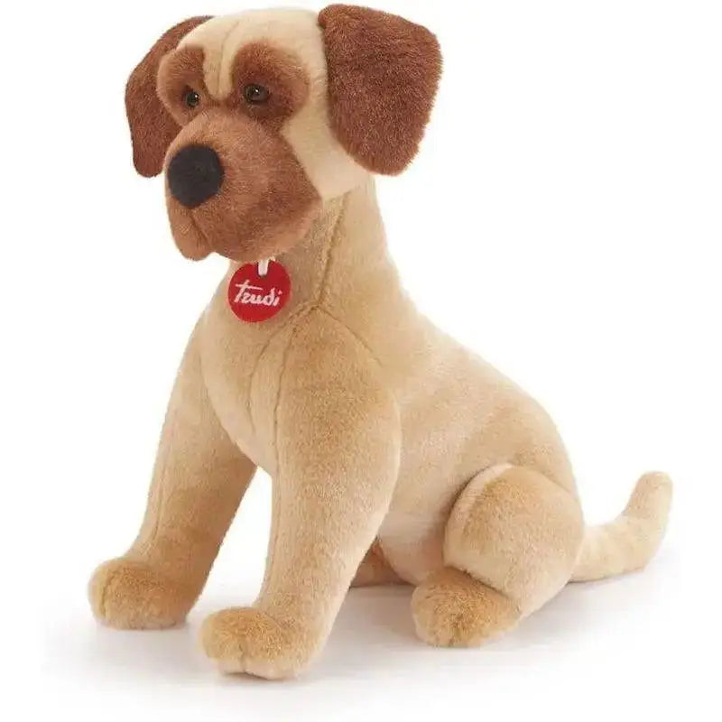 Alano adalberto peluche trudi cane peluche marrone e beige con orecchie morbide e targhetta rossa tudor