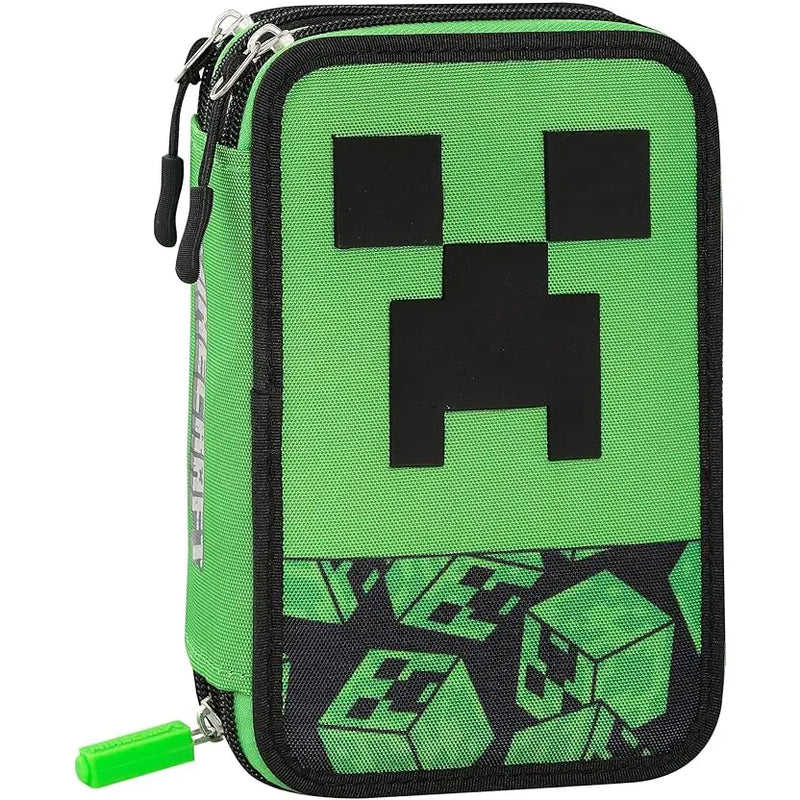 Astuccio 3 zip Minecraft Verde-Nero scuola 2025/2026 - Franco Panini - Portapenne e portamatite - 8058263233583