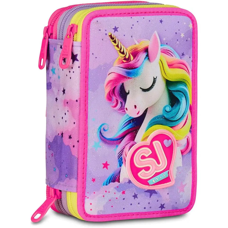 Astuccio 3 Zip SJ Gang FABLE JOURNEY Unicorno Scuola 2025/2026 - SEVEN - Portapenne e portamatite - 8055714217888