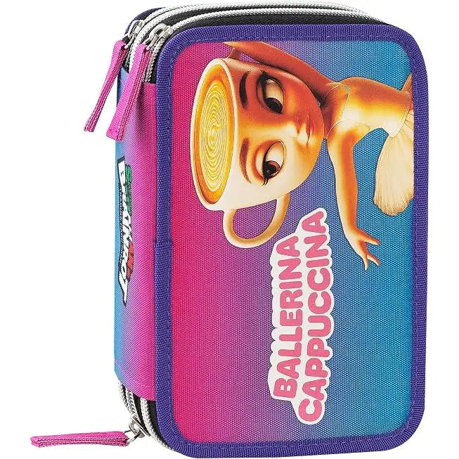 Astuccio Scuola 3 Zip Ballerina Cappuccina Skifidol Italian Brainrot - Franco Panini - Portapenne e portamatite