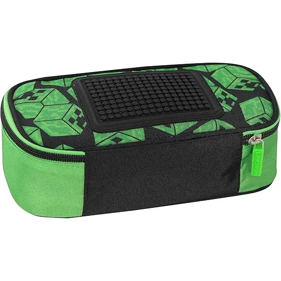 Astuccio Scuola Ovale Minecraft Verde/Nero - Franco Panini - Portapenne e portamatite - 8058263233590