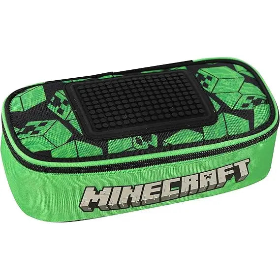 Astuccio Scuola Ovale Minecraft Verde/Nero - Franco Panini - Portapenne e portamatite - 8058263233590