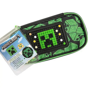 Astuccio Scuola Ovale Minecraft Verde/Nero