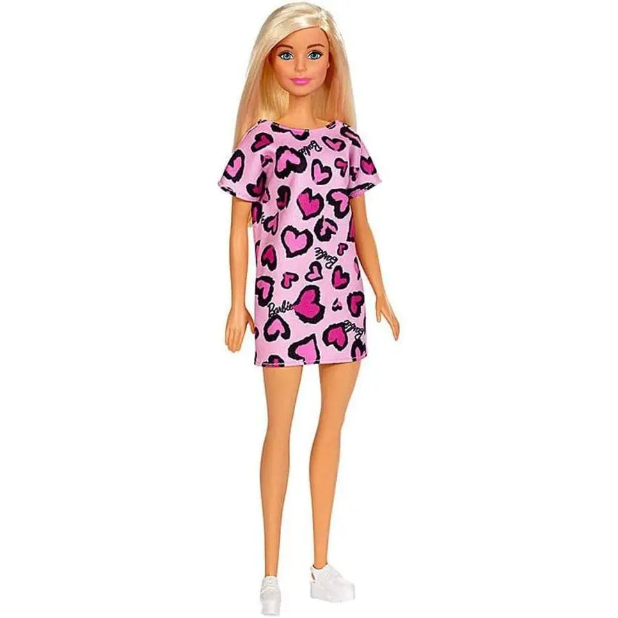 Barbie – Bambola Bionda con Abito Rosa Cuoricini e Scarpe - MATTEL - Bambole - 0887961804232