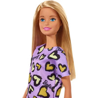 Barbie Bambola Bionda con Abito Viola e Cuoricini Gialli - MATTEL - Bambole - 0887961804225