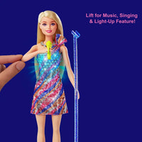 Barbie Malibù bionda canta con microfono