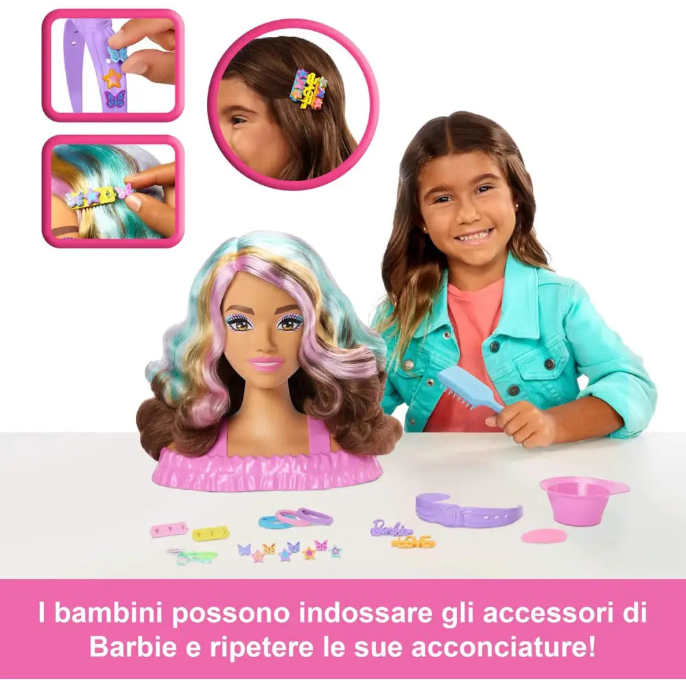 Barbie Testa Styling Deluxe – da Acconciare Capelli Castani - mattel - Bambole - 0194735296644