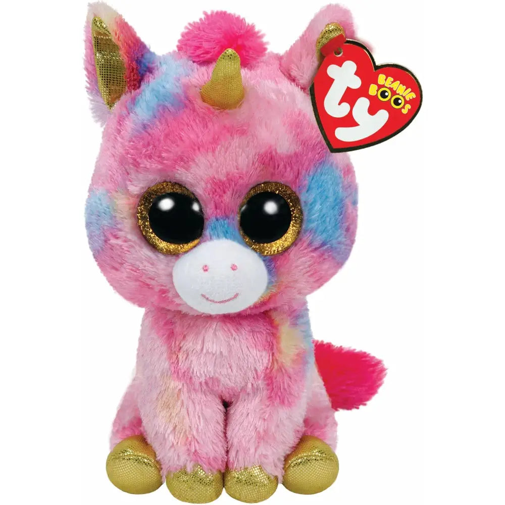 Plush beanie boos peluche ty unicorno fantasia rosa e blu tie-dye con glitter oro su corno orecchie zoccoli e coda