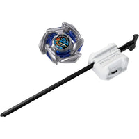 Beyblade bx strike dran starter set con top argento e blu a tema drago e launcher bianco con accenti neri sting unicorn