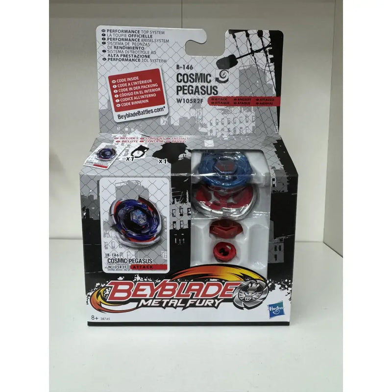 Beyblade Metal Fury trottola metallo Cosmic Pegasus - Hasbro - Set auto da corsa giocattolo - 5010994640781