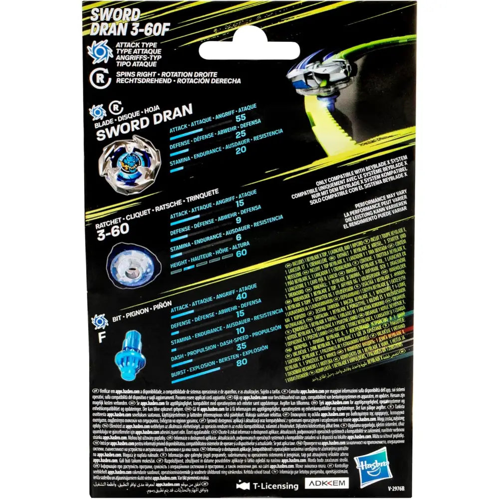 Beyblade Trottola X Sword Dran 360F Attack - Hasbro - Battle top - 5010996257109