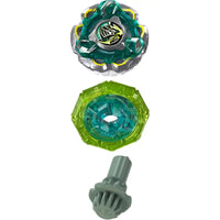 Starter set beyblade x armor knights cx infinity con top verde e argento con disco volante traslucido e ingranaggio grigio