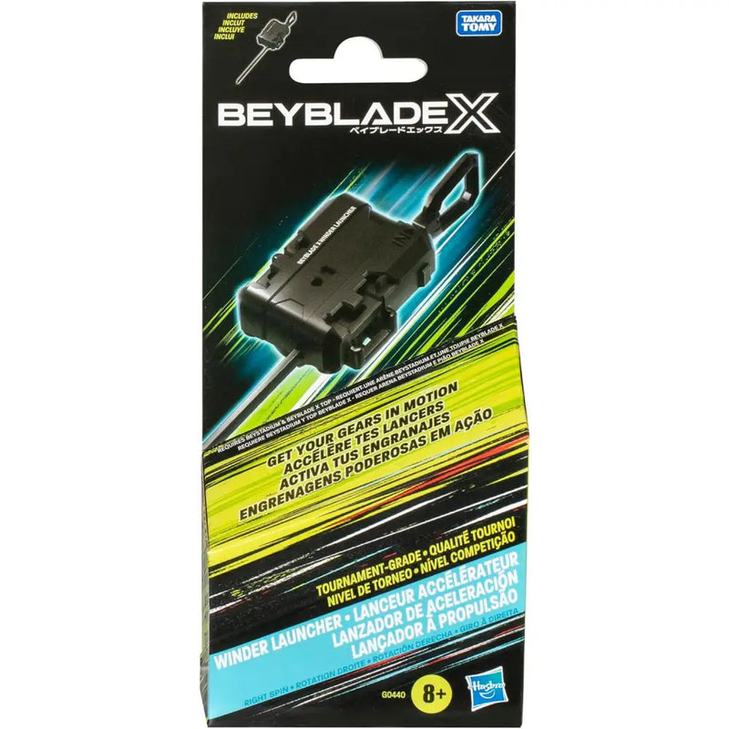 Beyblade x lanciatore winder nero in plastica con design angolare e manico prominente per presa salda
