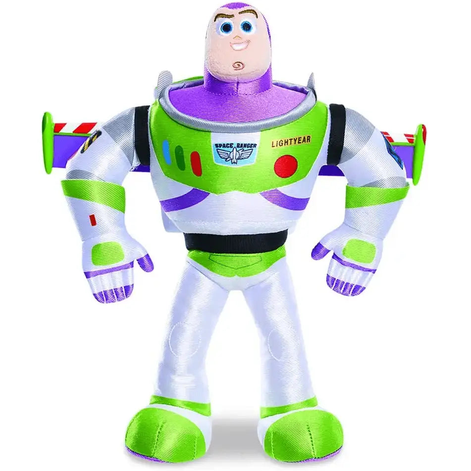 Plush buzz lightyear personaggio toy story con tuta verde viola bianco e dettagli ricamati in tessuto morbido