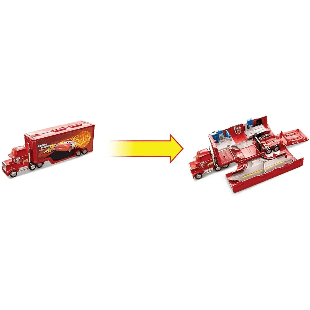 Rosso camion giocattolo in plastica con rimorchio staccabile e lightning mcqueen dai film disney cars playset trasportatore