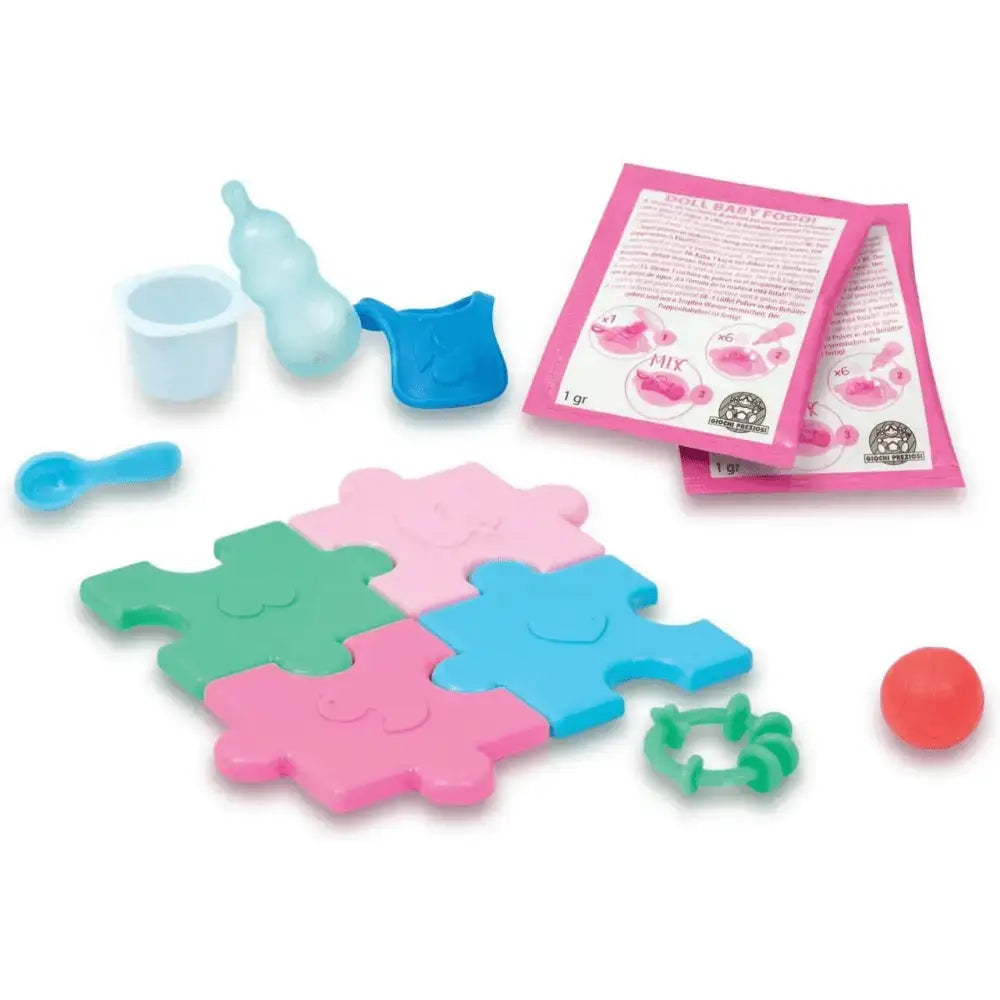 Colorati pezzi di puzzle in plastica cicciobello amicicci in rosa verde e blu con ritagli a forma di cuore per playset