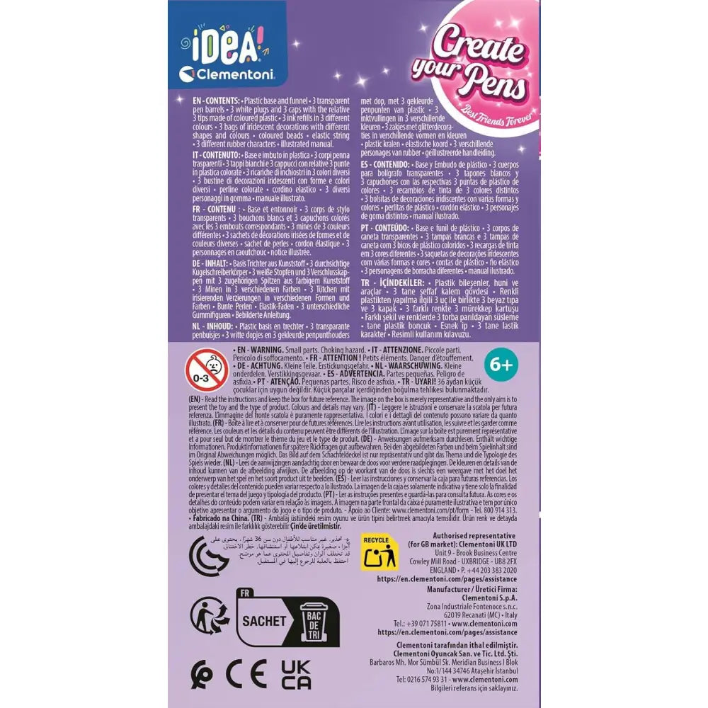 Clementoni Idea - Create Your Pens: Best Friends Forever | Laboratorio Penne Personalizzate Bambini +6 Anni - Clementon